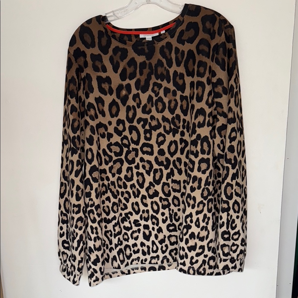 Chicos leopard  Print Long Sleeve super soft Sweater Top Size 3 NwOT